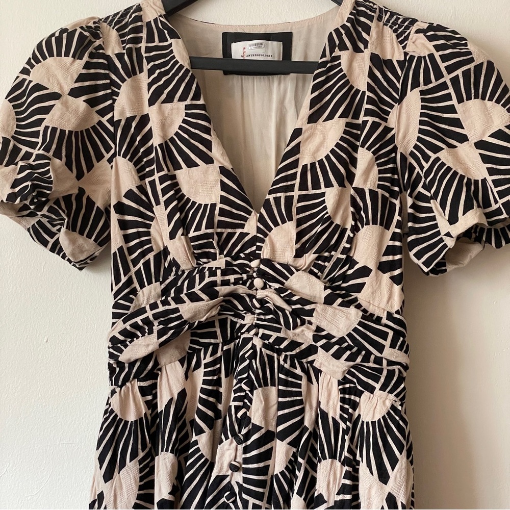 Anthropologie Katerina Button down Puff-Sleeve V-Neck Printed Maxi Dress Small - Picture 13 of 16